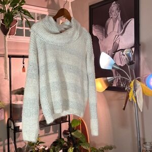 Adyson Parker Womens L Cowl Neck Long Sleeve Pullover Knit Sweater Fuzzy